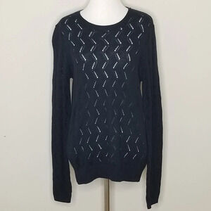NWT 14th & Union Blue Open Knit Long Sleeve Sweater S
